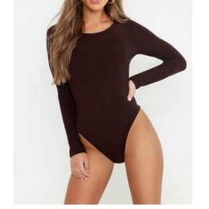 PETITE slinky brown bodysuit